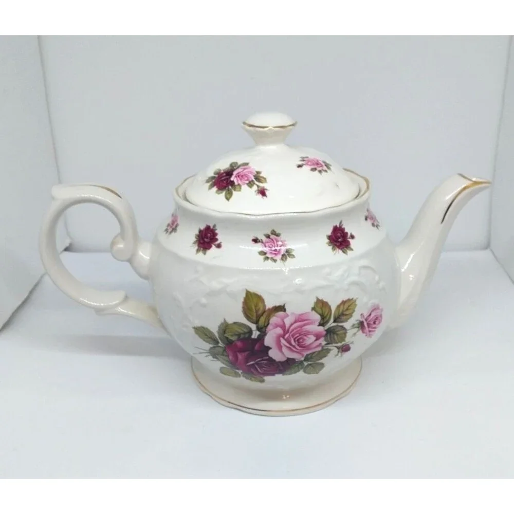 Vintage Crown Dorset Teapot Roses Staffordshire Fine Ceramics England